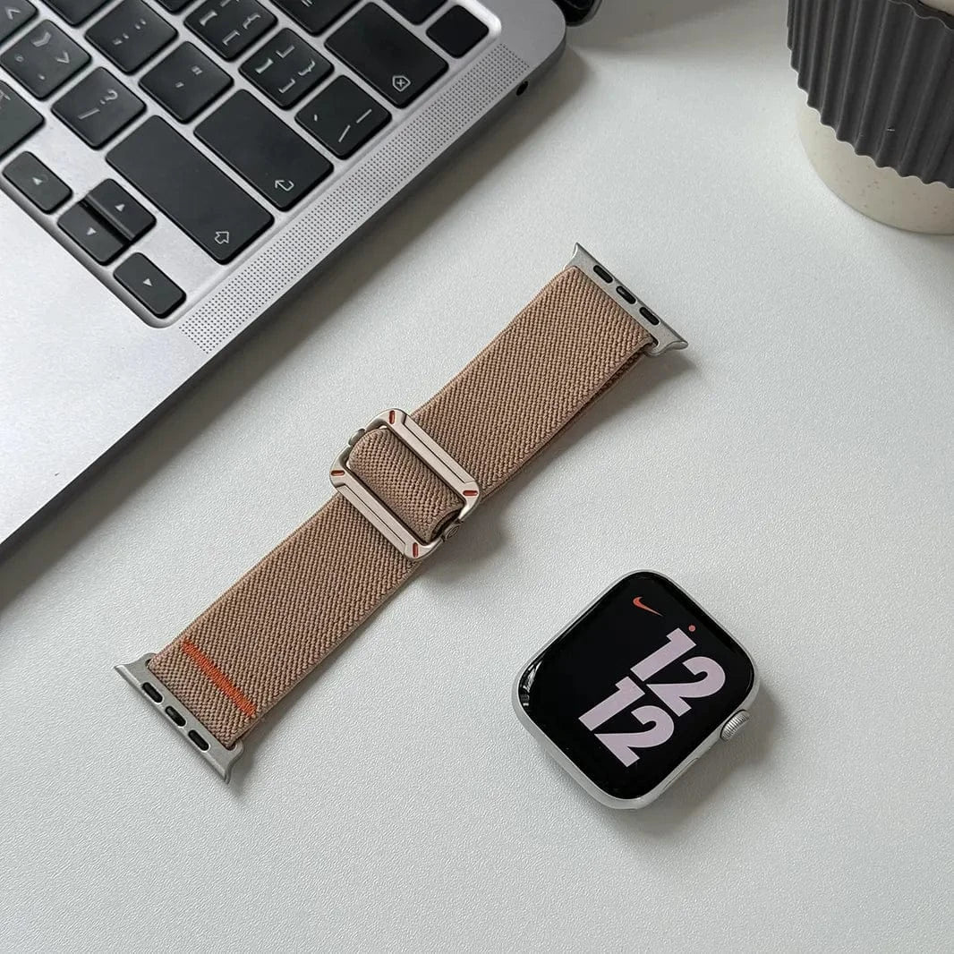 Nylon Stretchy Adjustable Elastic Woven Straps for Apple Watch 42 | 44 | 45 | Ultra 49 | 46mm S10 42 | 44 | 45 | Ultra 49 | 46mm S10 sand-pink Straps & Bands