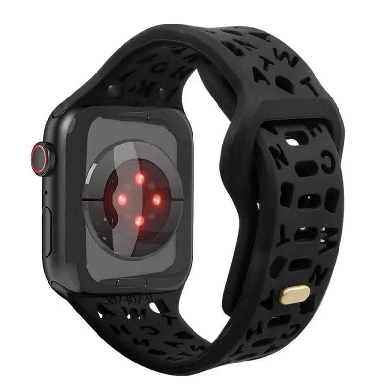 Soft Silicone Alphabetic Band for Apple Watch 38 | 40 | 41 | 42mm S10 38 | 40 | 41 | 42mm S10 Black Straps & Bands