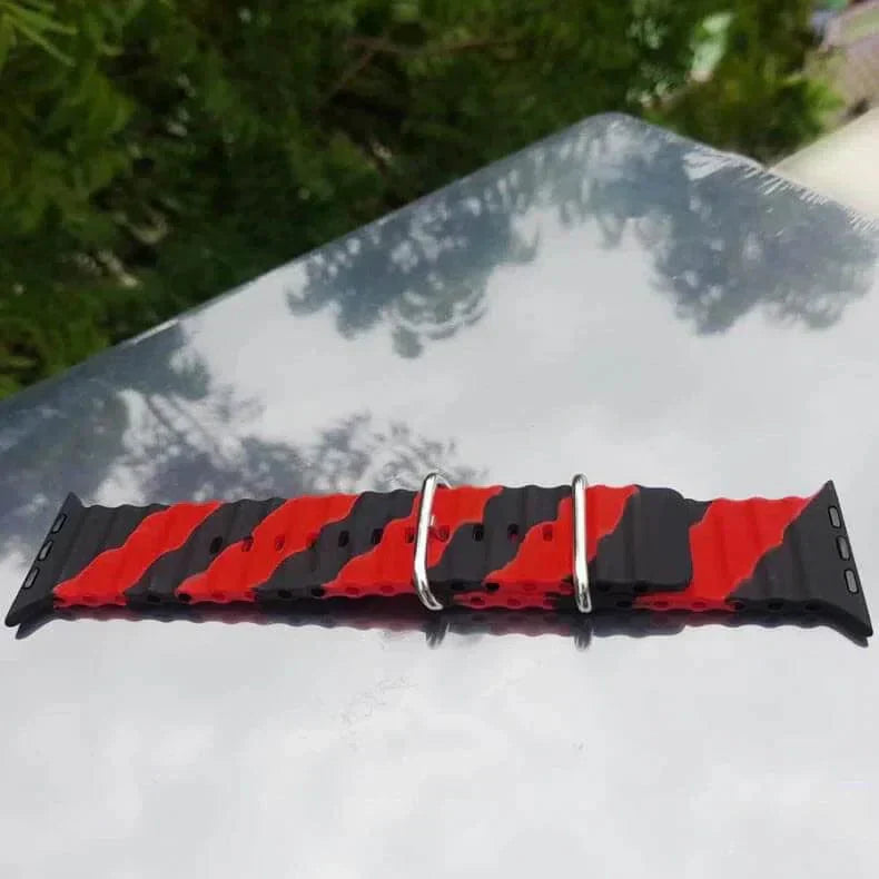 Dual Shade Ocean Silicone Soft Band for Apple Watch 42 | 44 | 45 | Ultra 49 | 46mm S10 42 | 44 | 45 | Ultra 49 | 46mm S10 Black Red Straps & Bands