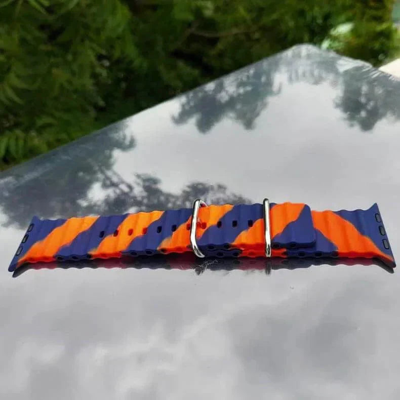 Dual Shade Ocean Silicone Soft Band for Apple Watch 42 | 44 | 45 | Ultra 49 | 46mm S10 42 | 44 | 45 | Ultra 49 | 46mm S10 Blue Orange Straps & Bands