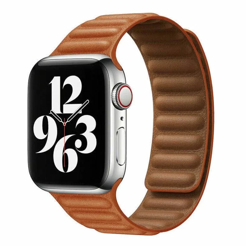 Leather Texture Magnetic Link Strap for Apple Watch 38 | 40 | 41 | 42mm S10 Straps & Bands