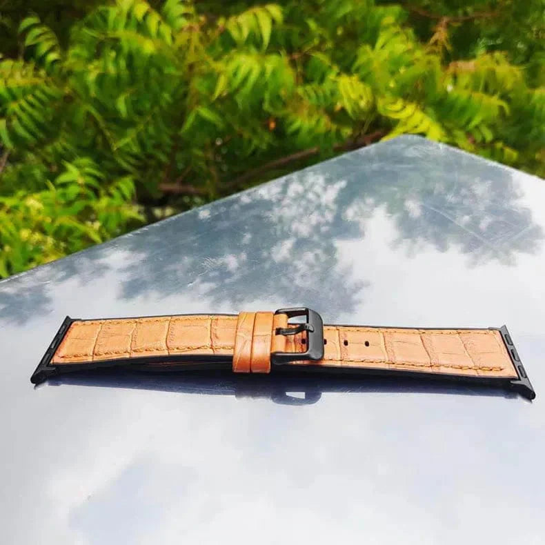 Crocodile Leather Texture Silicone Band for Apple Watch 38 | 40 | 41 | 42mm S10 38 | 40 | 41 | 42mm S10 brown Straps & Bands