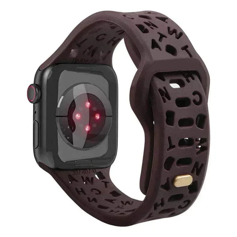Soft Silicone Alphabetic Band for Apple Watch 38 | 40 | 41 | 42mm S10 38 | 40 | 41 | 42mm S10 Coco Brown Straps & Bands