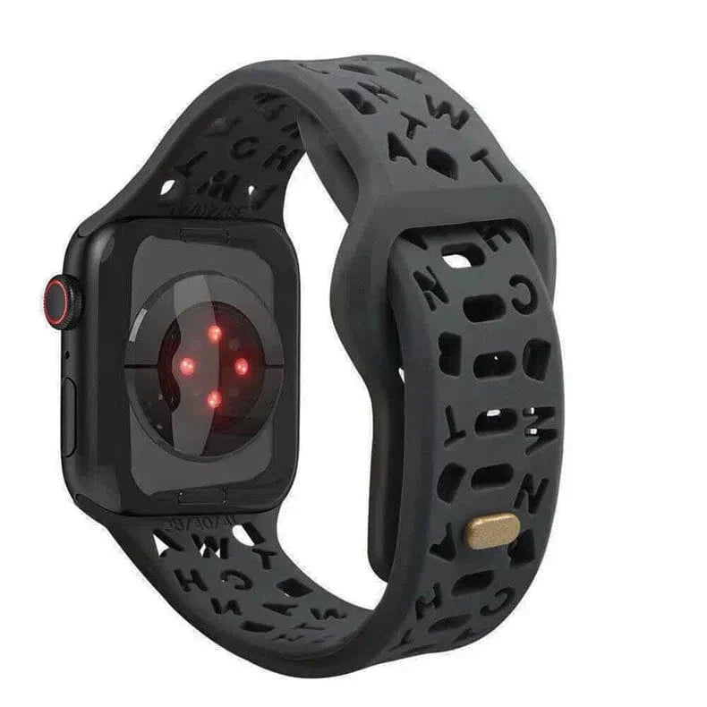 Soft Silicone Alphabetic Band for Apple Watch 38 | 40 | 41 | 42mm S10 38 | 40 | 41 | 42mm S10 Dark Grey Straps & Bands