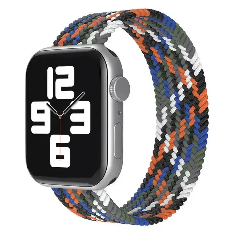 Braided Solo Loop for Apple Watch 42 | 44 | 45 | Ultra 49 | 46mm S10 42 | 44 | 45 | Ultra 49 | 46mm S10 orange-white-multicolor Straps & Bands