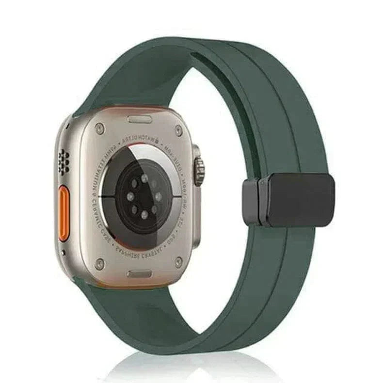 Magnetic D-Buckle Silicone Band for Apple Watch 38 | 40 | 41 | 42mm S10 38 | 40 | 41 | 42mm S10 Midnight Green Straps & Bands