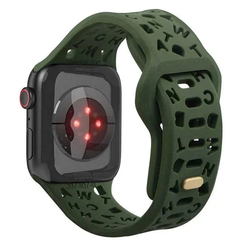 Soft Silicone Alphabetic Band for Apple Watch 38 | 40 | 41 | 42mm S10 38 | 40 | 41 | 42mm S10 Midnight Green Straps & Bands