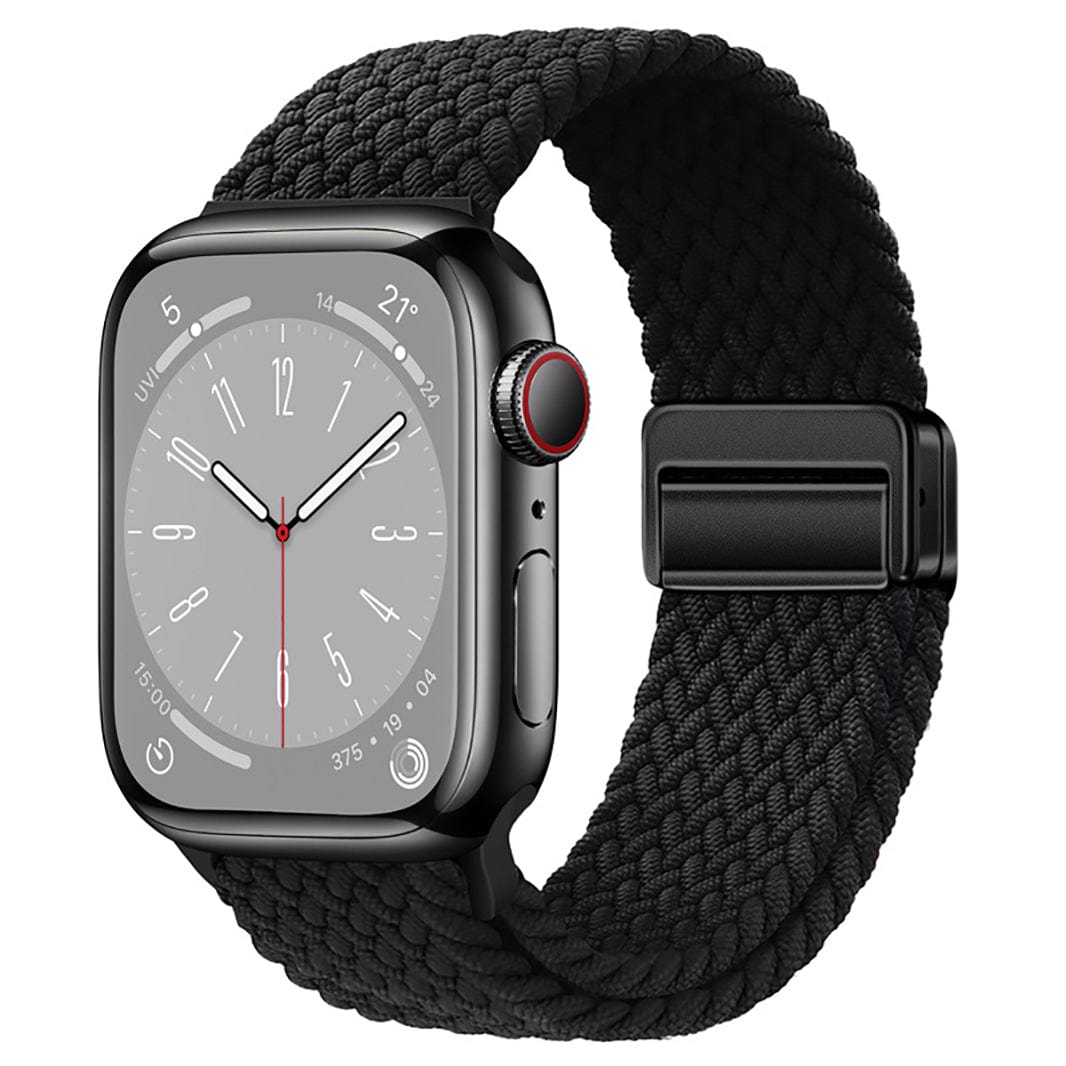 Braided Adjuctable Magnetic Buckle Band for Apple Watch 38 | 40 | 41 | 42mm S10 38 | 40 | 41 | 42mm S10 black Solid Straps & Bands