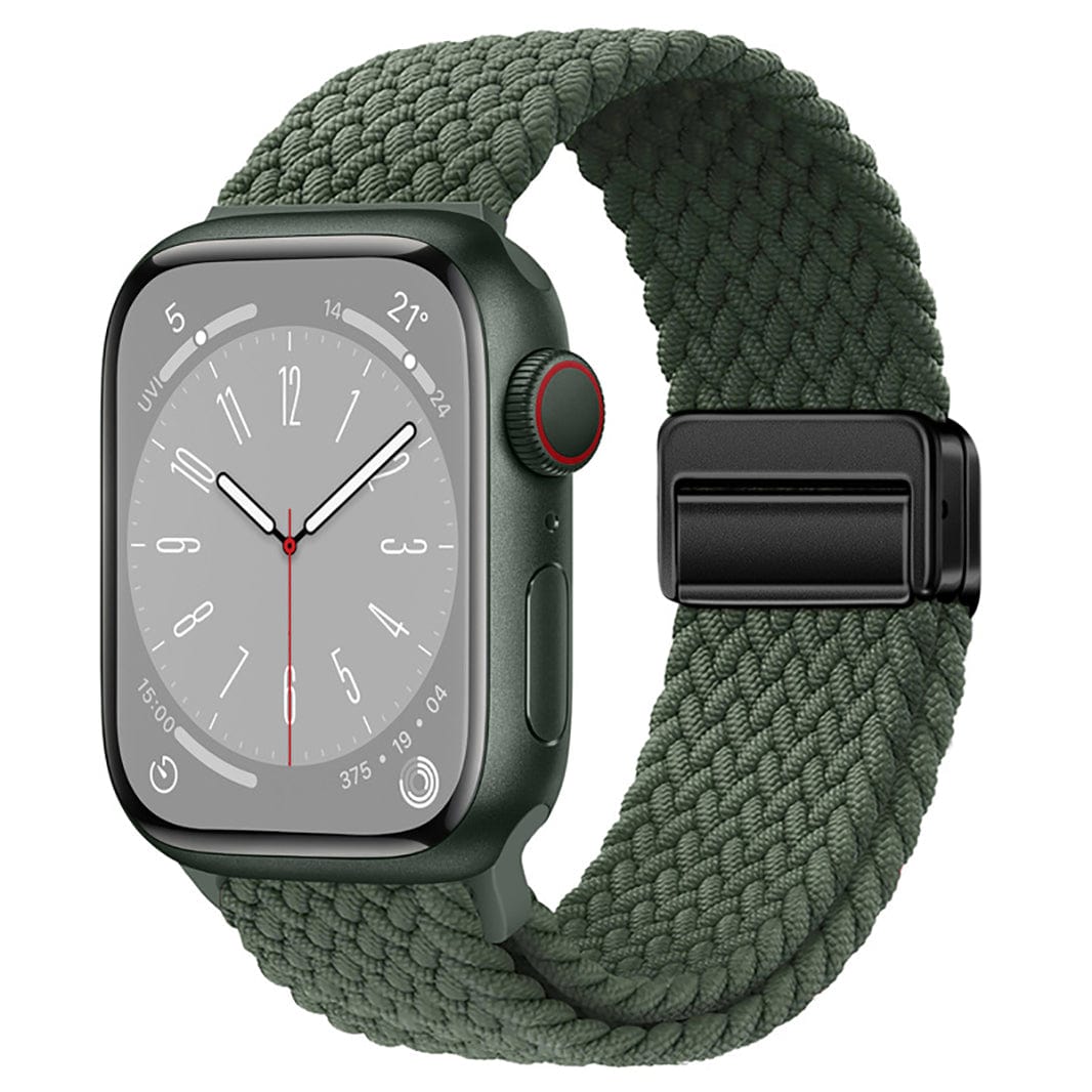 Braided Adjuctable Magnetic Buckle Band for Apple Watch 38 | 40 | 41 | 42mm S10 38 | 40 | 41 | 42mm S10 olive-green Solid Straps & Bands