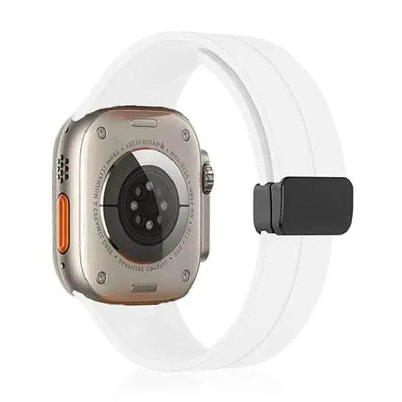 Magnetic D-Buckle Silicone Band for Apple Watch 38 | 40 | 41 | 42mm S10 38 | 40 | 41 | 42mm S10 White Straps & Bands