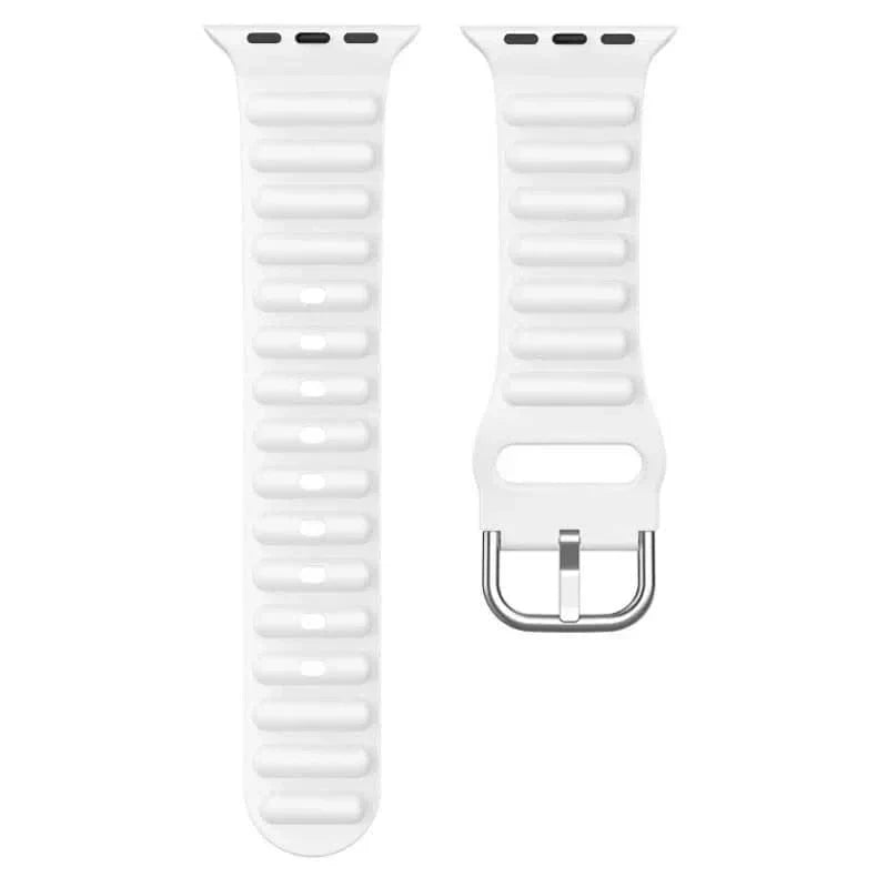 Ocean Ripple Silicone Soft Band for Apple Watch 42 | 44 | 45 | Ultra 49 | 46mm S10 42 | 44 | 45 | Ultra 49 | 46mm S10 white Straps & Bands