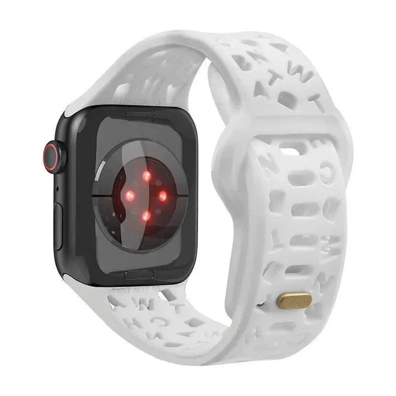 Soft Silicone Alphabetic Band for Apple Watch 38 | 40 | 41 | 42mm S10 38 | 40 | 41 | 42mm S10 White Straps & Bands