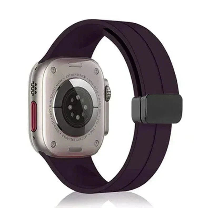 Magnetic D-Buckle Silicone Band for Apple Watch 38 | 40 | 41 | 42mm S10 38 | 40 | 41 | 42mm S10 Wine Straps & Bands