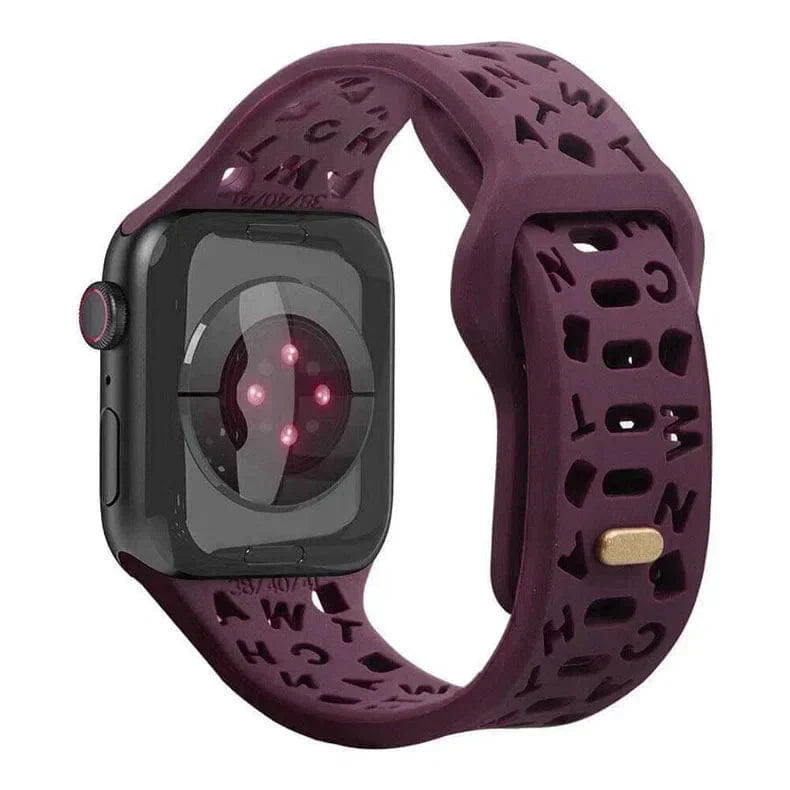 Soft Silicone Alphabetic Band for Apple Watch 38 | 40 | 41 | 42mm S10 38 | 40 | 41 | 42mm S10 Wine Straps & Bands