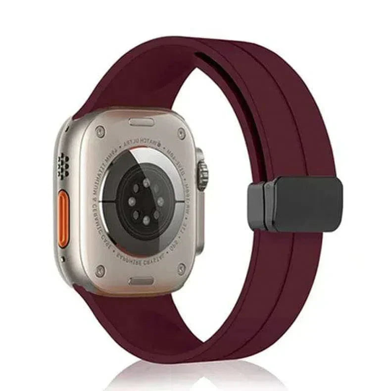 Magnetic D-Buckle Silicone Band for Apple Watch 38 | 40 | 41 | 42mm S10 38 | 40 | 41 | 42mm S10 Wine Red Straps & Bands