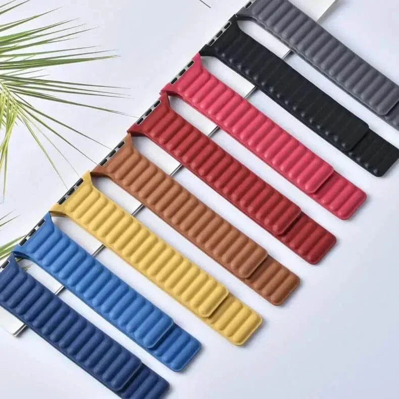 Leather Texture Magnetic Link Strap for Apple Watch 38 | 40 | 41 | 42mm S10 Straps & Bands