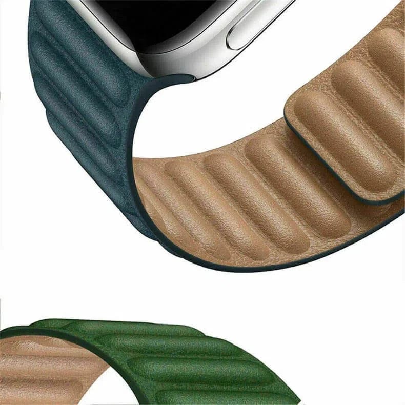 Leather Texture Magnetic Link Strap for Apple Watch 38 | 40 | 41 | 42mm S10 Straps & Bands