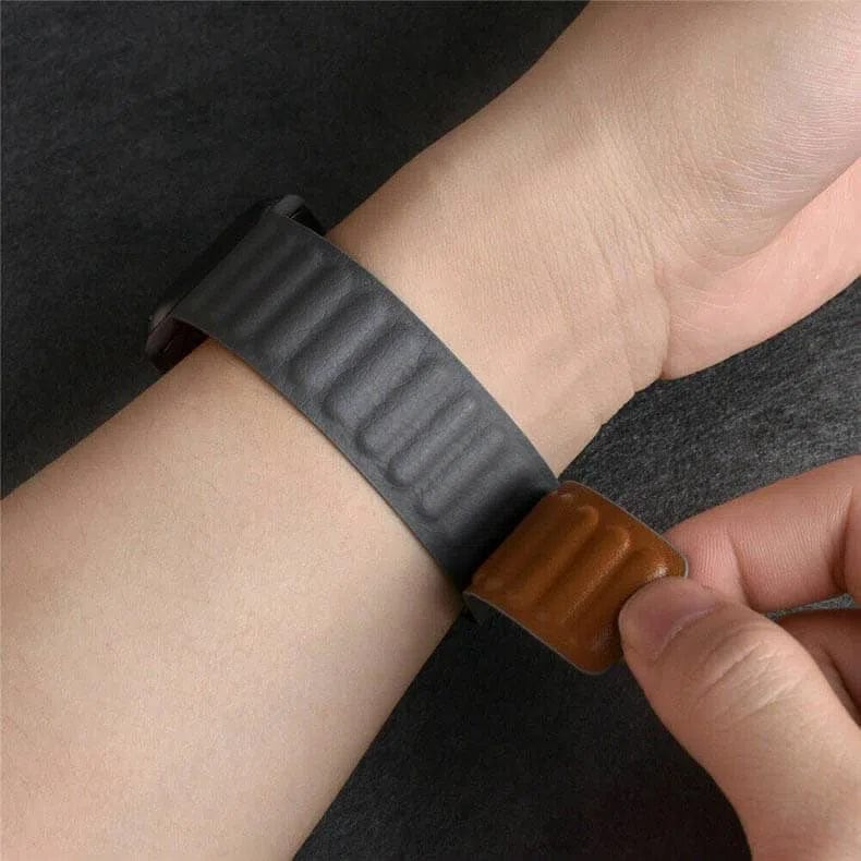 Leather Texture Magnetic Link Strap for Apple Watch 38 | 40 | 41 | 42mm S10 Straps & Bands