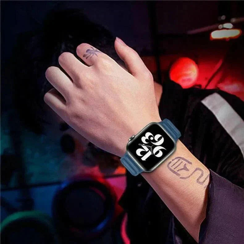 Leather Texture Magnetic Link Strap for Apple Watch 38 | 40 | 41 | 42mm S10 Straps & Bands