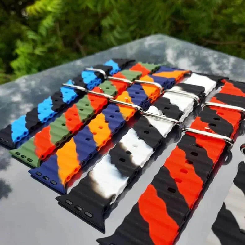 Dual Shade Ocean Silicone Soft Band for Apple Watch 42 | 44 | 45 | Ultra 49 | 46mm S10 Straps & Bands