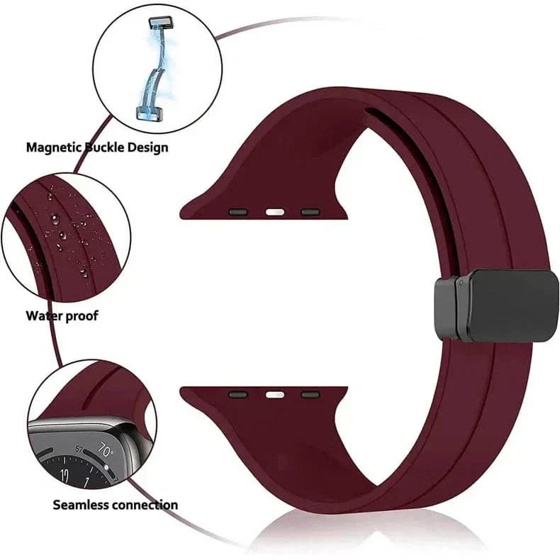 Magnetic D-Buckle Silicone Band for Apple Watch 38 | 40 | 41 | 42mm S10 Straps & Bands