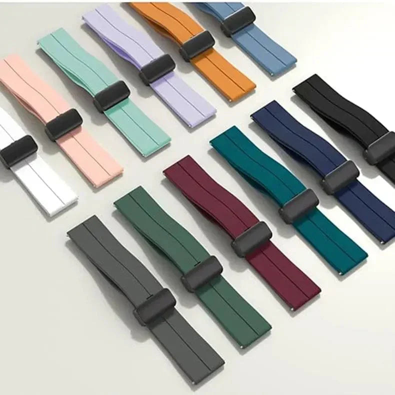 Magnetic D-Buckle Silicone Band for Smartwatch 20mm Straps & Bands