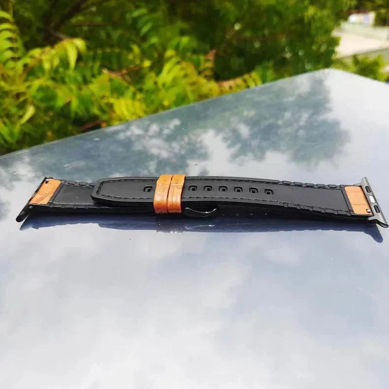 Crocodile Leather Texture White Thread Silicone Band for Apple Watch 38 | 40 | 41 | 42mm S10 Straps & Bands