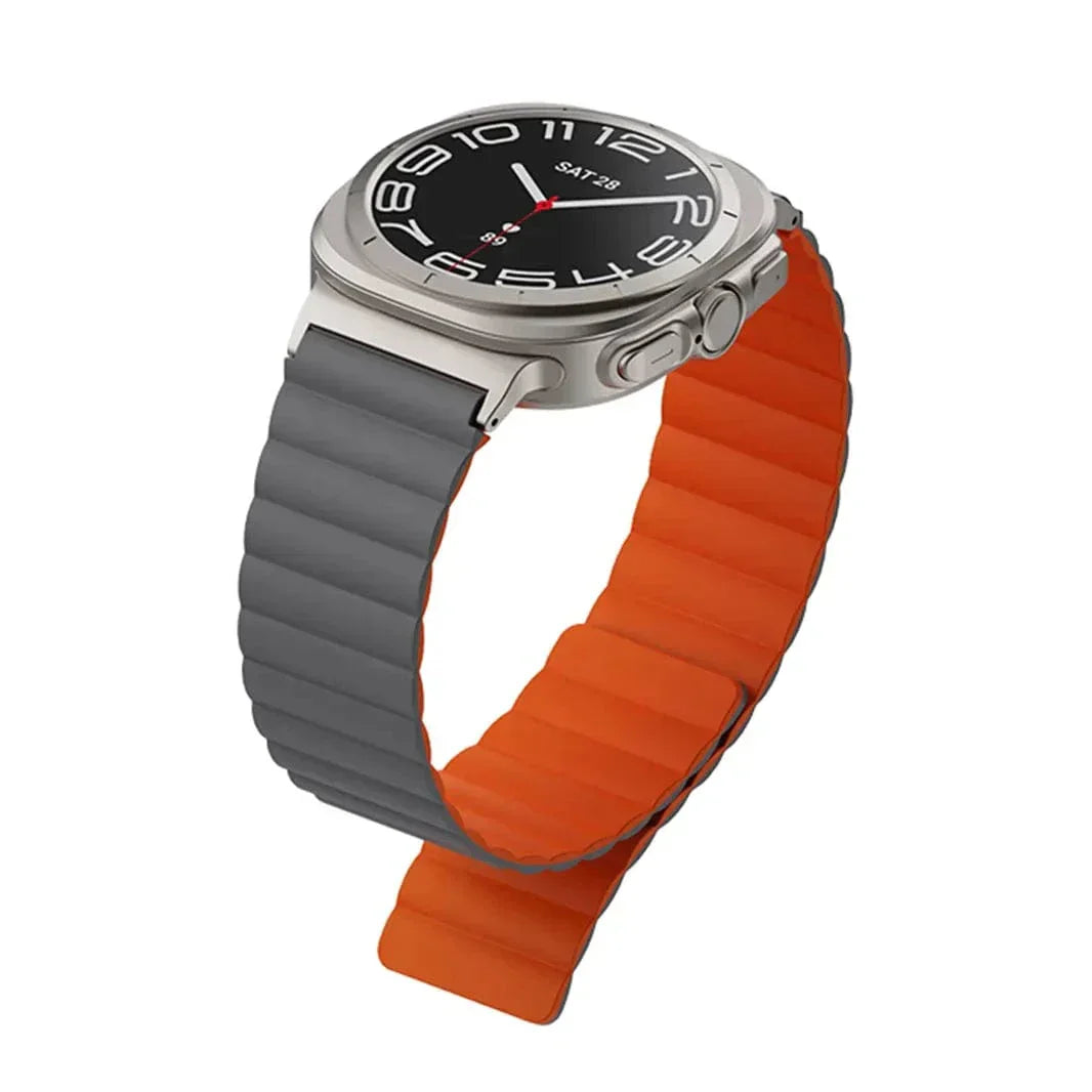 Dual Color Magnetic Silicone Loop for Samsung Watch Ultra 47mm Watch Ultra 47mm grey-orange Straps & Bands