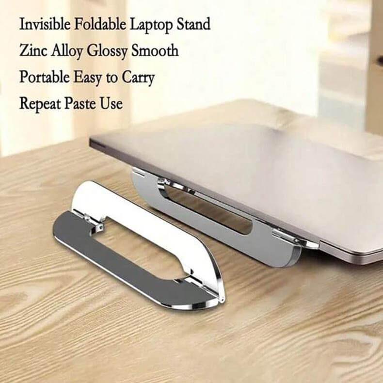 Foldable Cooling Bracket Small Tiny Stand for Laptops Metallic Grey Mounts Stands & Grips ktusu