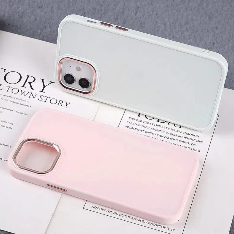 3 in 1 Metal Camera Frame Matte TPU Case for iPhone Back Cases