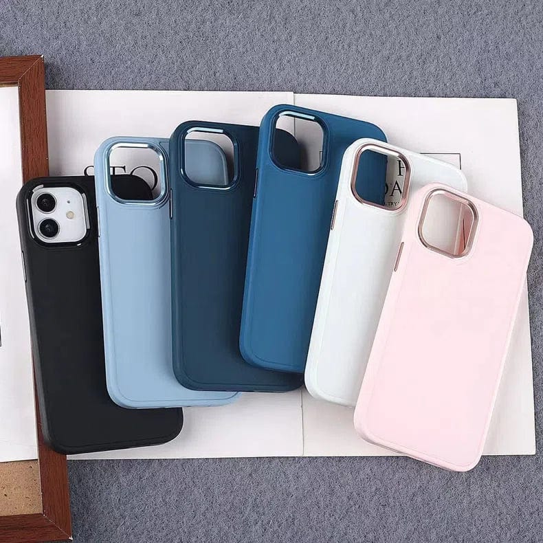 3 in 1 Metal Camera Frame Matte TPU Case for iPhone Back Cases