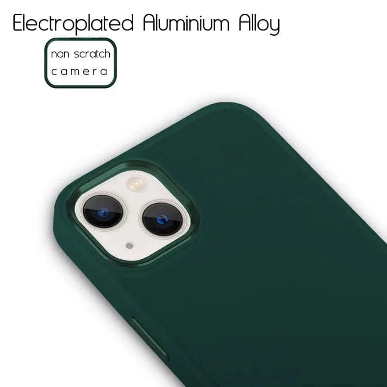 3 in 1 Metal Camera Frame Matte TPU Case for iPhone Back Cases iPhone 14 Pro Max / Dark Green