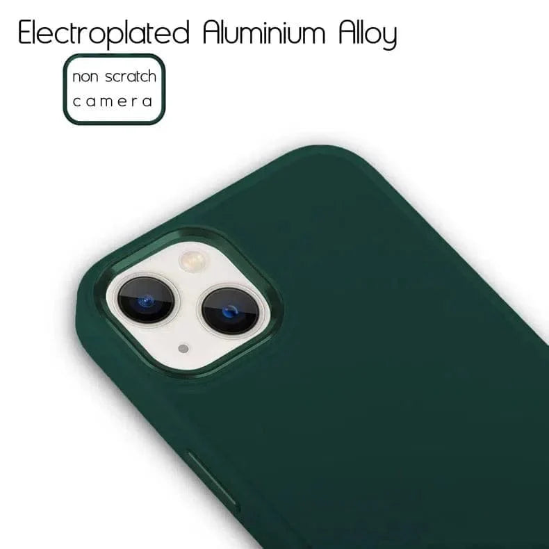 3 in 1 Metal Camera Frame Matte Case for iPhone 13 Pro Max Dark Green Back Cases