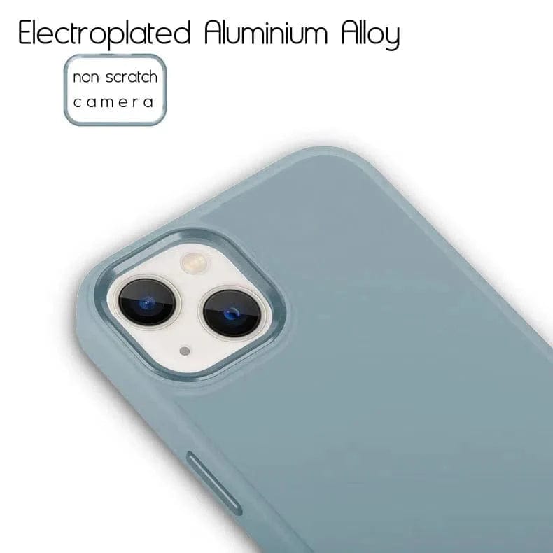 3 in 1 Metal Camera Frame Matte TPU Case for iPhone Back Cases iPhone 14 Pro Max / Sierra Blue