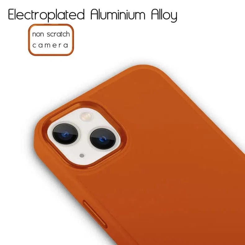 3 in 1 Metal Camera Frame Matte TPU Case for iPhone Back Cases iPhone 14 Pro Max / Orange