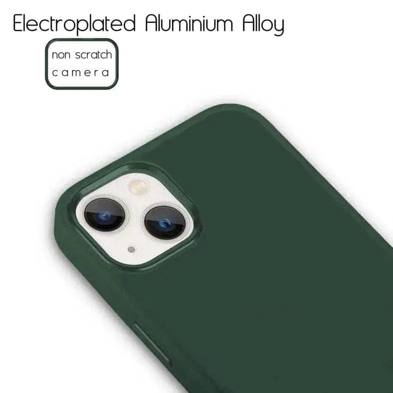 3 in 1 Metal Camera Frame Matte TPU Case for iPhone Back Cases iPhone 14 Pro Max / Green