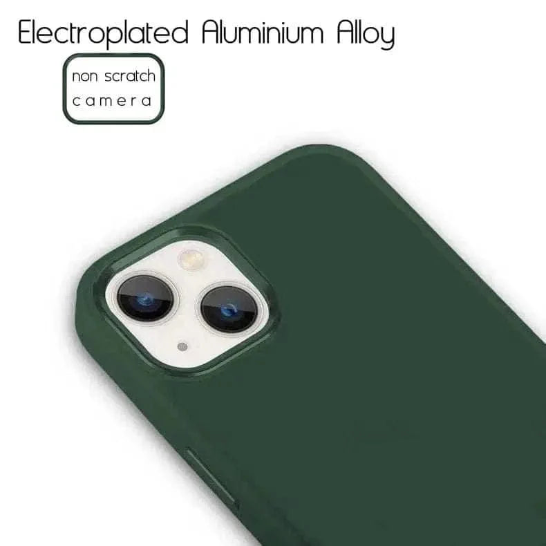 3 in 1 Metal Camera Frame Matte Case for iPhone 14 Plus Green Back Cases