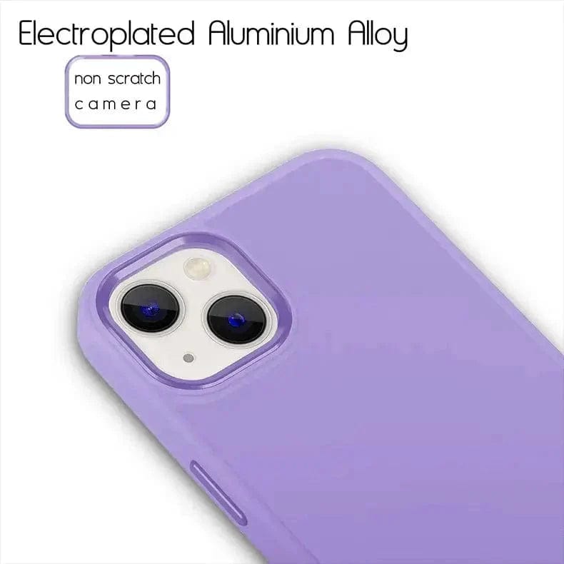 3 in 1 Metal Camera Frame Matte TPU Case for iPhone Back Cases iPhone 14 Pro Max / Lavender