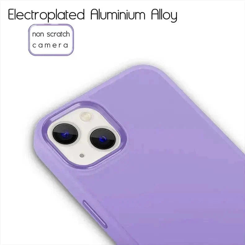 3 in 1 Metal Camera Frame Matte Case for iPhone 14 Plus Lavender Back Cases