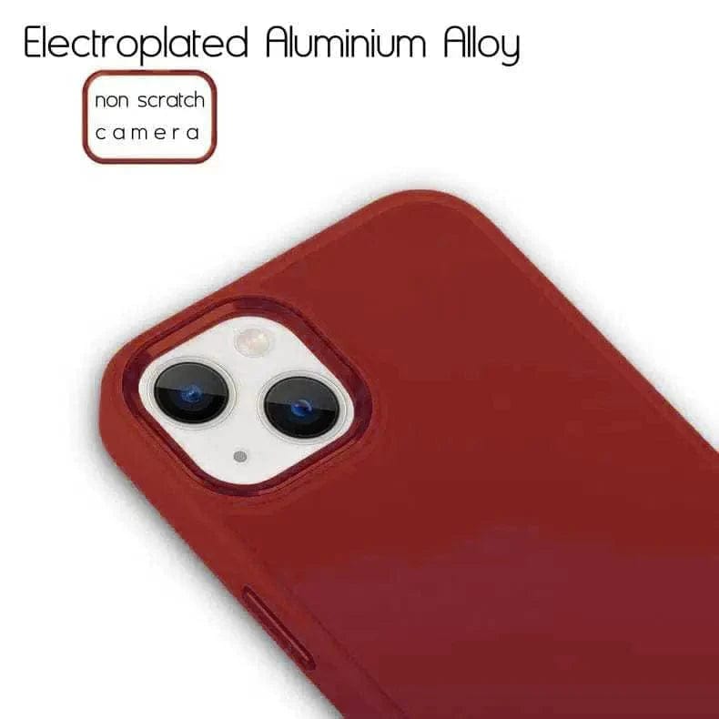 3 in 1 Metal Camera Frame Matte TPU Case for iPhone Back Cases iPhone 14 Pro Max / Red