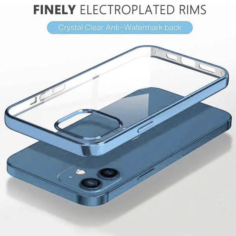 iShock Ultra Thin Transparent Shine Like Metallic Bumper Phone Back Case Cover for Apple iPhone - A to Z Prime