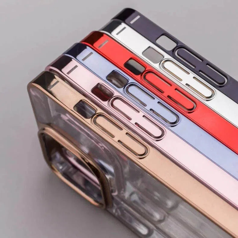 iShock Ultra Thin Transparent Shine Like Metallic Bumper Phone Back Case Cover for Apple iPhone - A to Z Prime