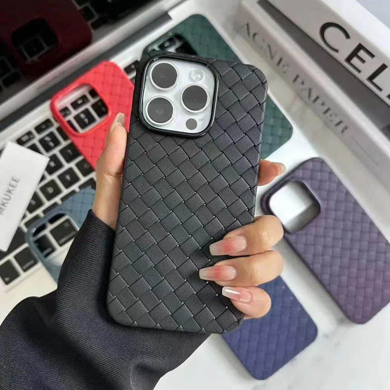 Luxury Weave Breathable Matte Silicone Grid Back Case Cover for iPhone - A to Z Prime