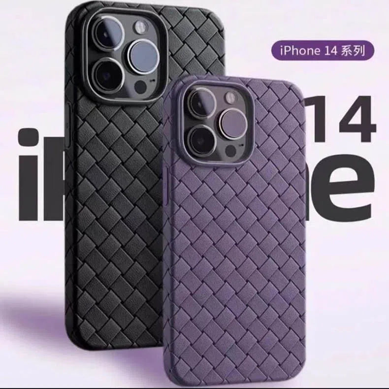 Luxury Weave Breathable Matte Silicone Grid Back Case Cover for iPhone