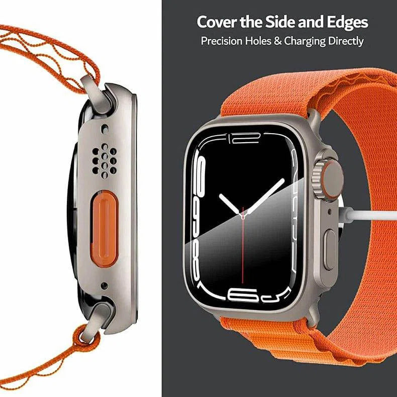 Protective Case with in-build Glass for Apple Watch 45 and 44 into an Apple Watch Ultra snap-on cover - A to Z Prime
