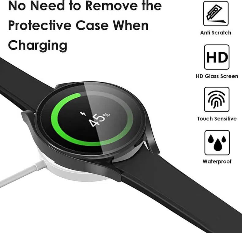 Cases & Covers - Samsung Galaxy Watch 4 (44mm) Matte Hard Slim Bumper with Glass for Smartwatches Case - ktusu - Samsung Galaxy Watch 4 (44mm) Matte Hard Slim Bumper with Glass for Smartwatches Case - undefined