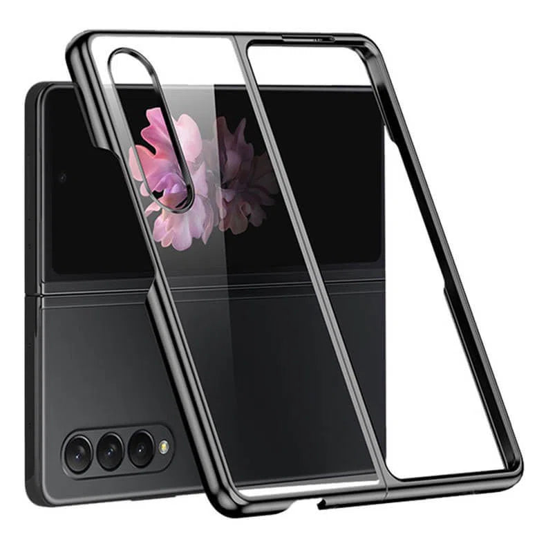 Cases & Covers - Samsung Galaxy Z Fold4 | Z Fold3 Electroplated Frame Transparent Back Case Cover - ktusu - Samsung Galaxy Z Fold4 | Z Fold3 Electroplated Frame Transparent Back Case Cover - undefined