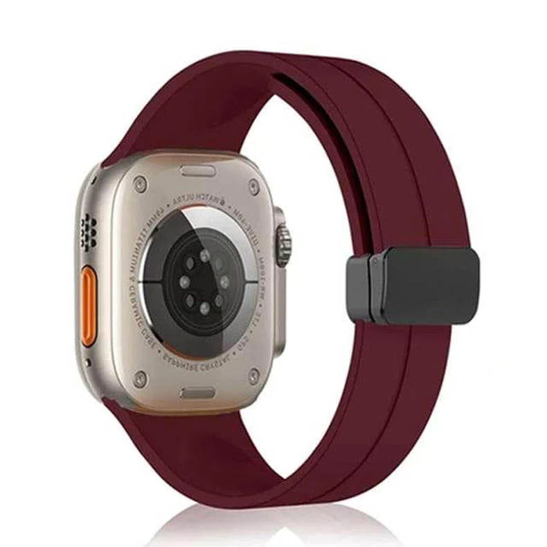 Magnetic D-Buckle Silicone Strap Band for Apple Watch - A to Z Prime