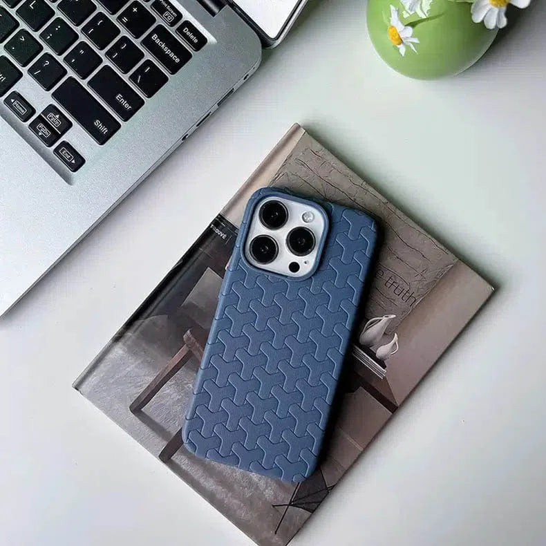 Interlocking Pattern Soft TPU Matte Case for Apple iPhone iPhone 14 Pro Max / Alpine Blue Cases & Covers Ktusu