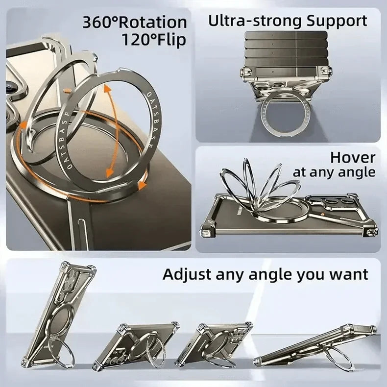 360 Degree Kickstand Aluminum Frameless Case for Samsung S25 Ultra